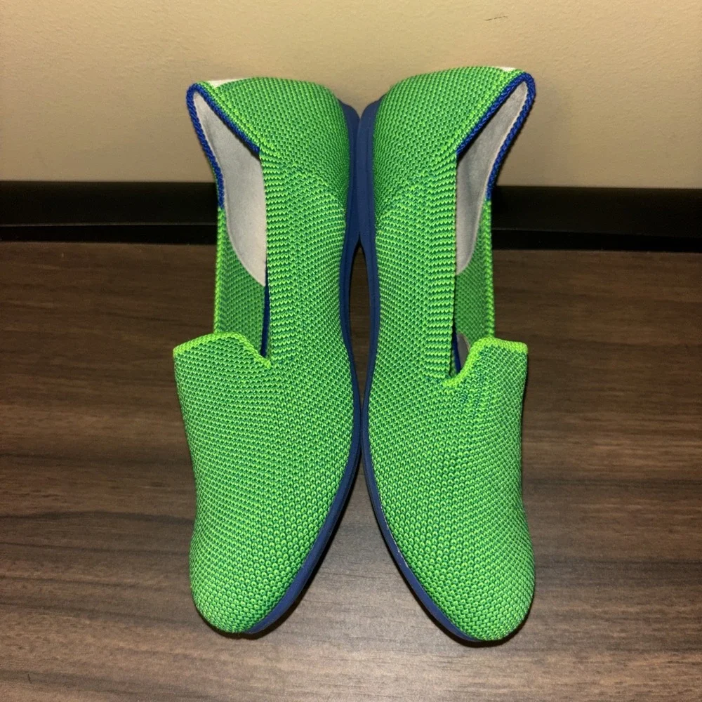 New Rothy's Kids 13 Mini Loafers Round Toe Knit Slip On Flats Jelly Bean Green